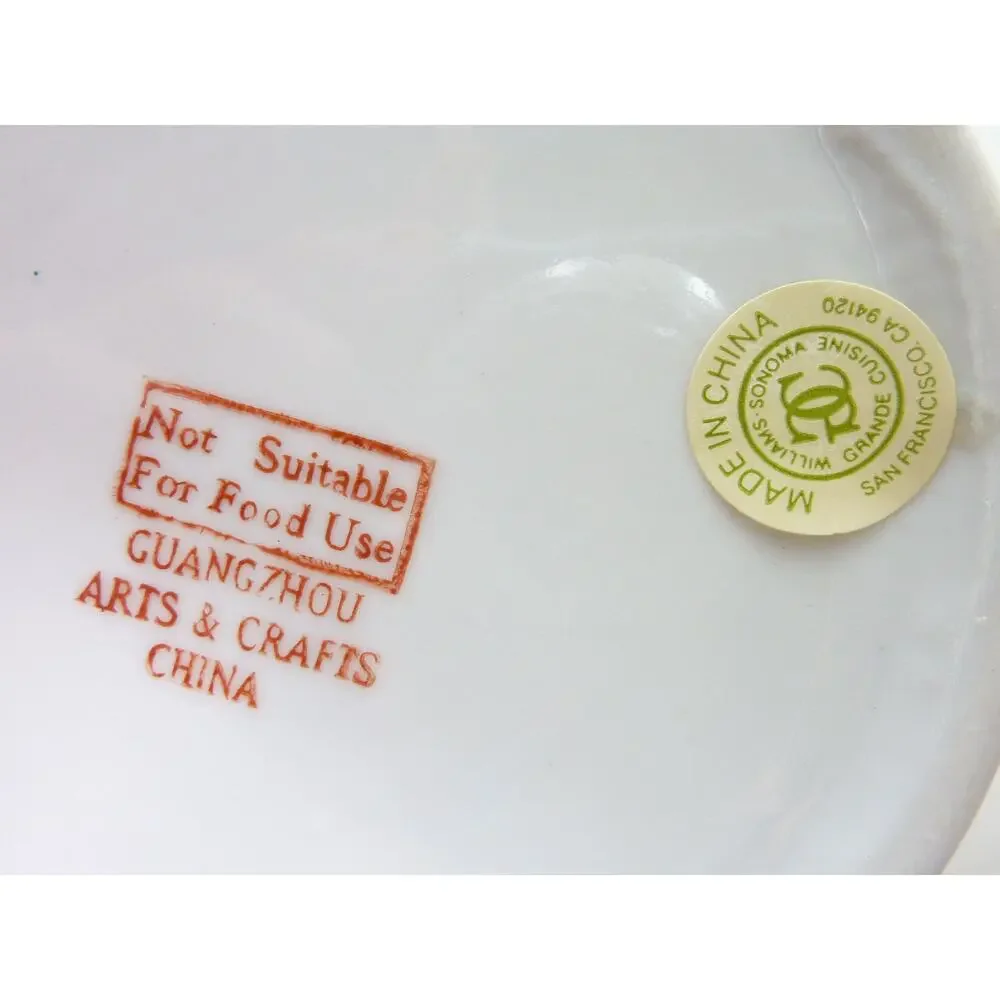 Vintage Chinese Trinket Dish Hand Painted Birds Planter Bowl